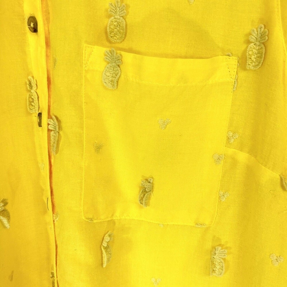 Maeve By Anthropologie Blouse Women 4 Yellow Pineapple Embroidered Cotton Voile - Picture 5 of 10